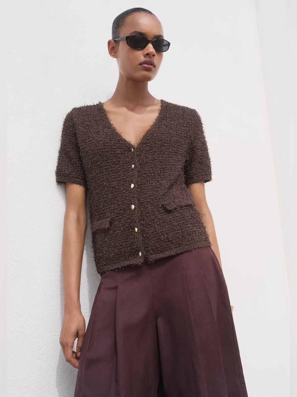 Mango Brown short sleeved cardigan NWT